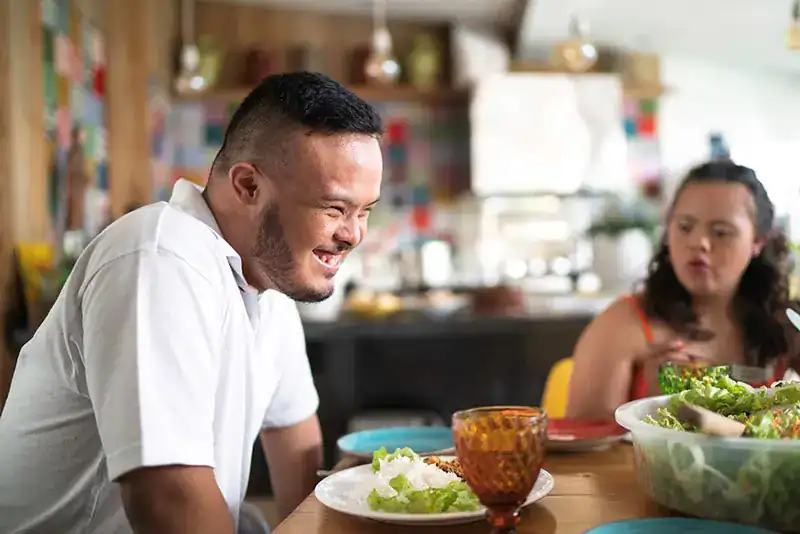 Image of a disabled man and balance around nutrition to aid weight loss Arundel